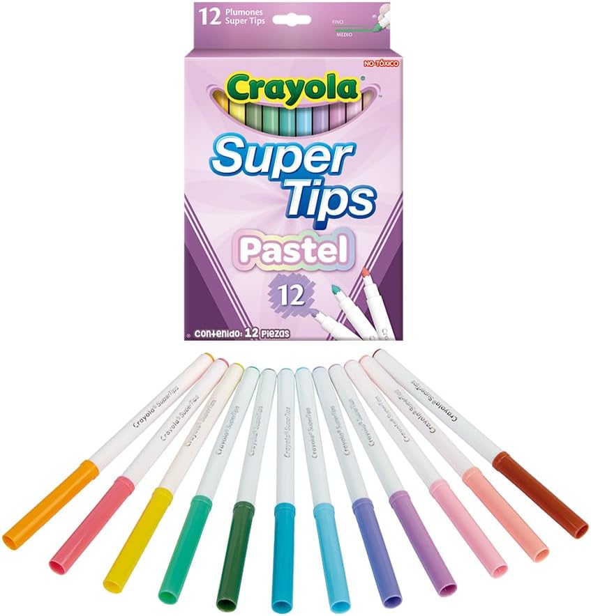 Crayola Bright Supertips Pastel Edition, Pack of 12