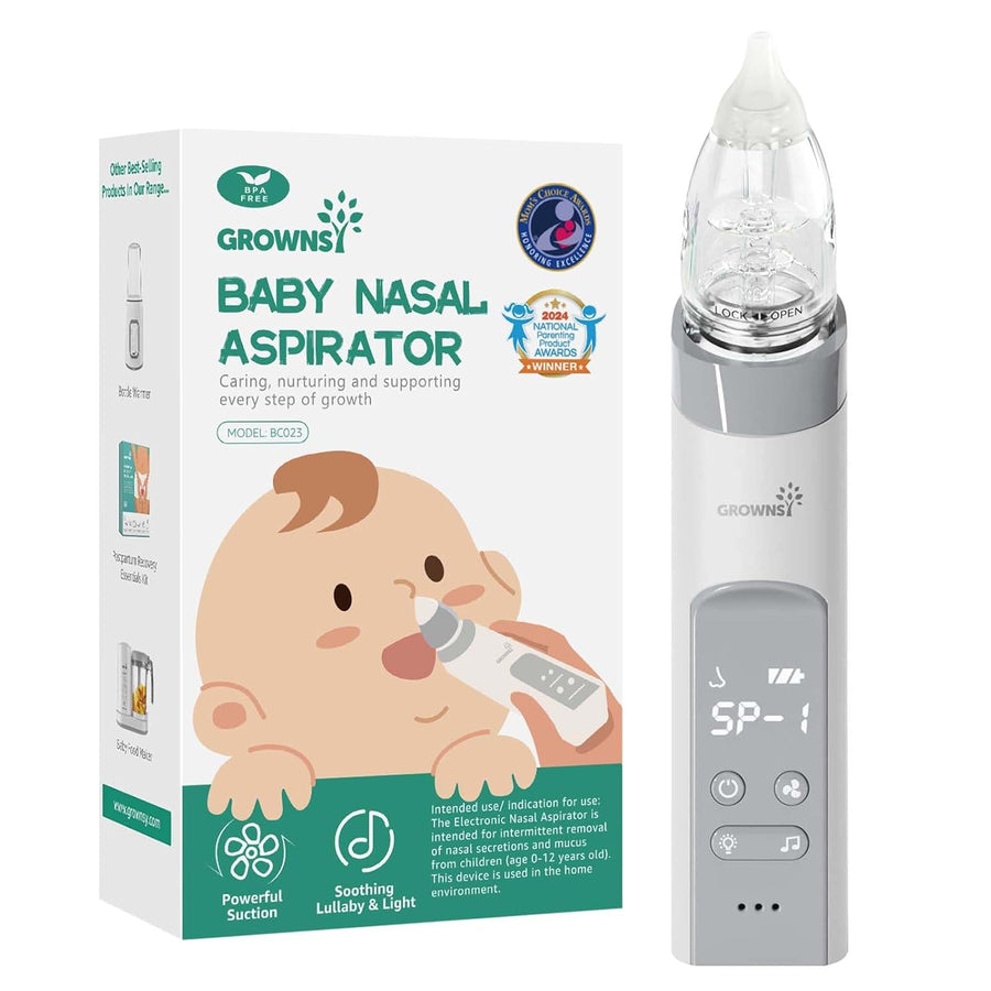 GROWNSY Nasal Aspirator for Baby, Electric Baby Nose Sucker with Larger Suction Chamber and More Powerful Suction with Music and Light Soothing Function