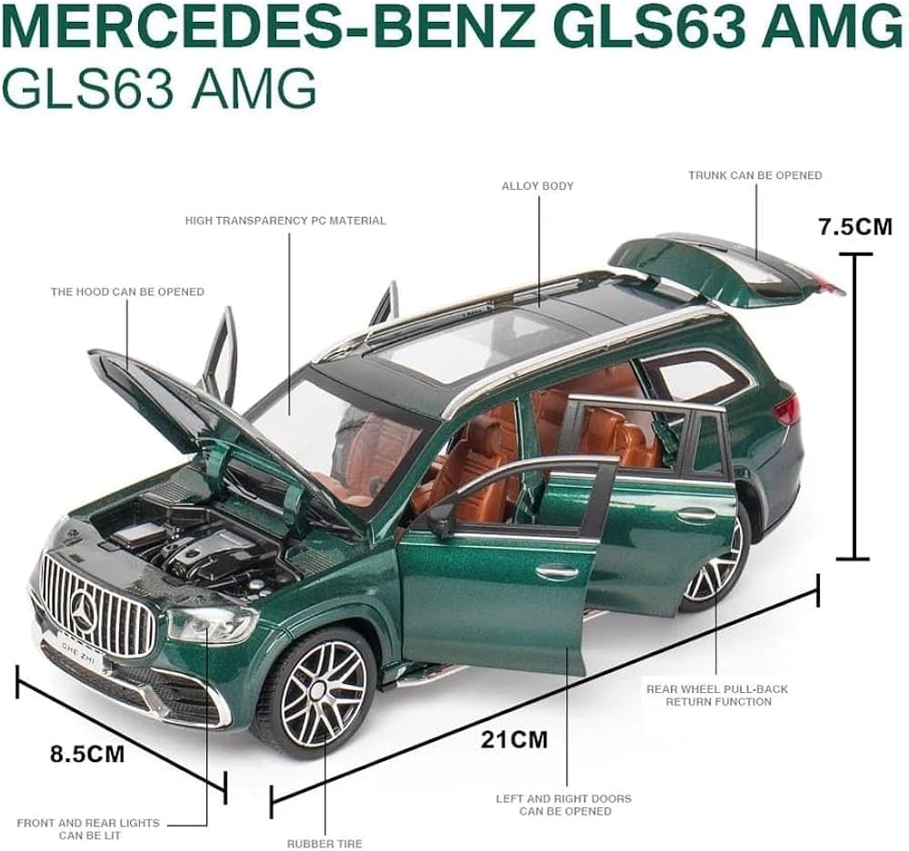 CHE ZHI Toy Car Diecast 1:24 Scale  Mercedes Benz GLS 63 Green