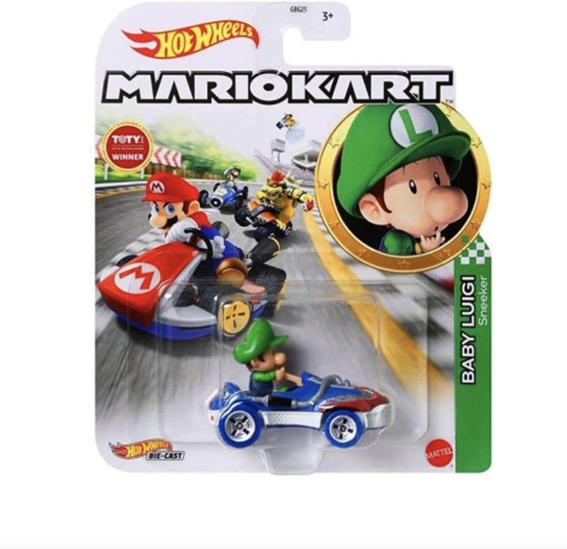 Hot Wheels Super Mario Character Cars 1:64 - Baby Luigi Sneeker Kart