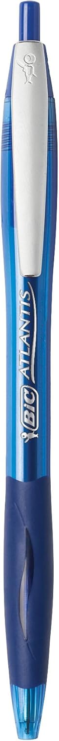 BIC Atlantis Original Retractable Ball Pen, Medium Point (1.0 mm), Blue, 2-Count
