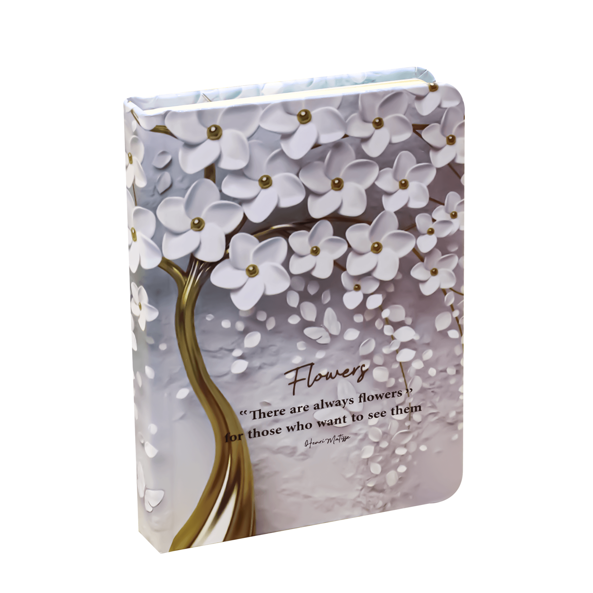 دفتر ملاحظات صغير 2BE مقاس A7 مع شريط مطاطي - زهور (رمادي)