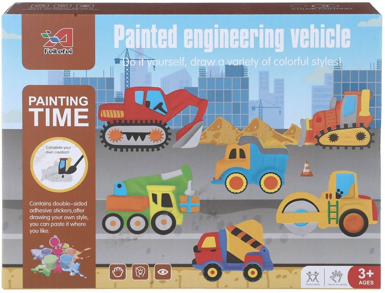 Painted Engineering Vehicle Set for Kids - 9 PCS