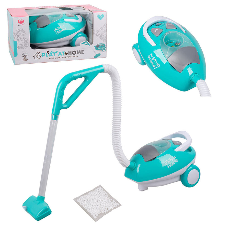 Kids’ Real Suction Vacuum Cleaner Toy – "Play at Home" Electronic Role-Play Toy with Lights, Sound, and Foam Beads
