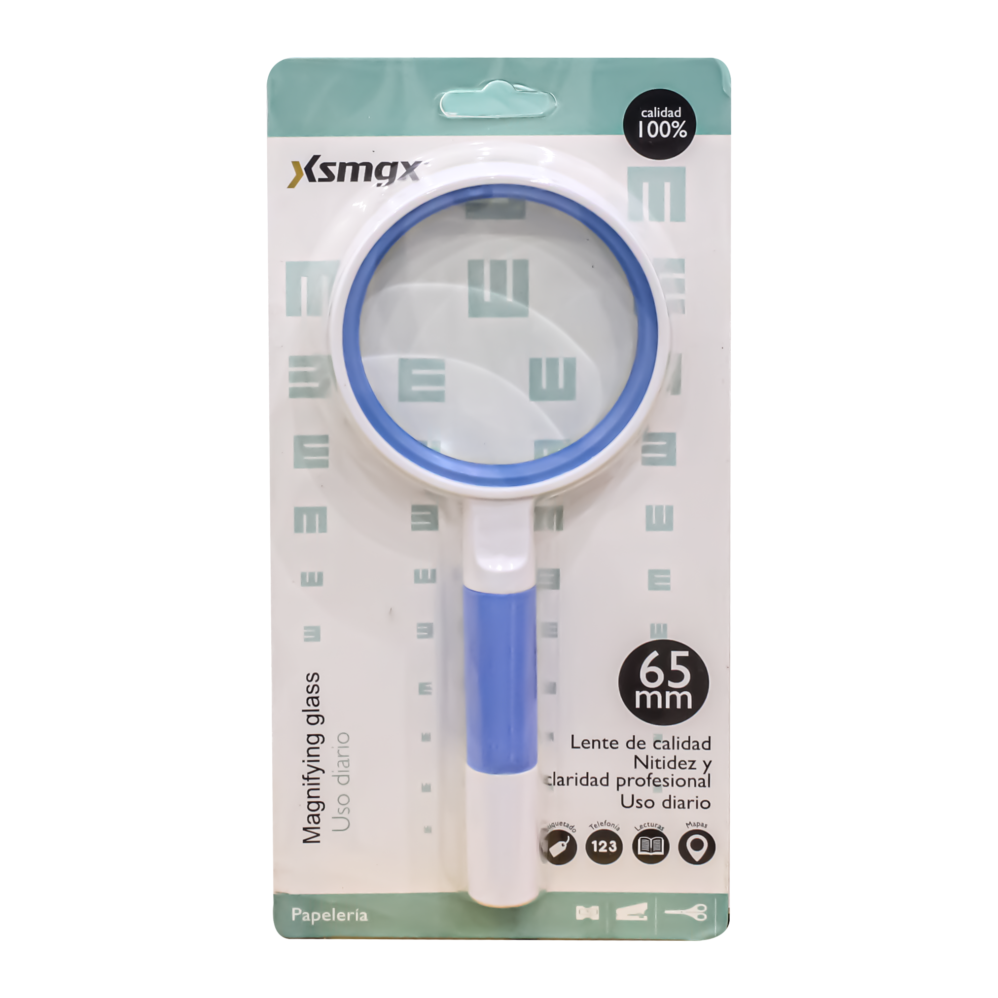 Xsmgx XSM-8065 High Quality Magnifier Size 65 mm For Office, Student - White Blue