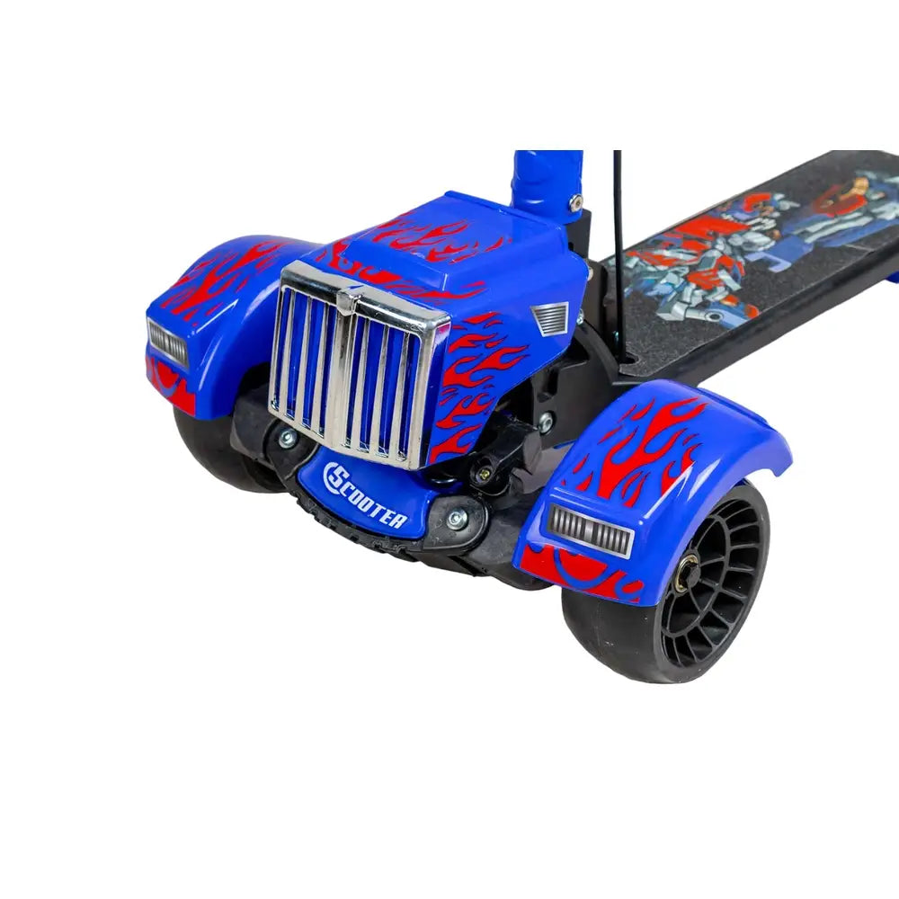 Kids 3-Wheel Scooter with LED Wheels & Adjustable Handlebar – Blue Flame Design