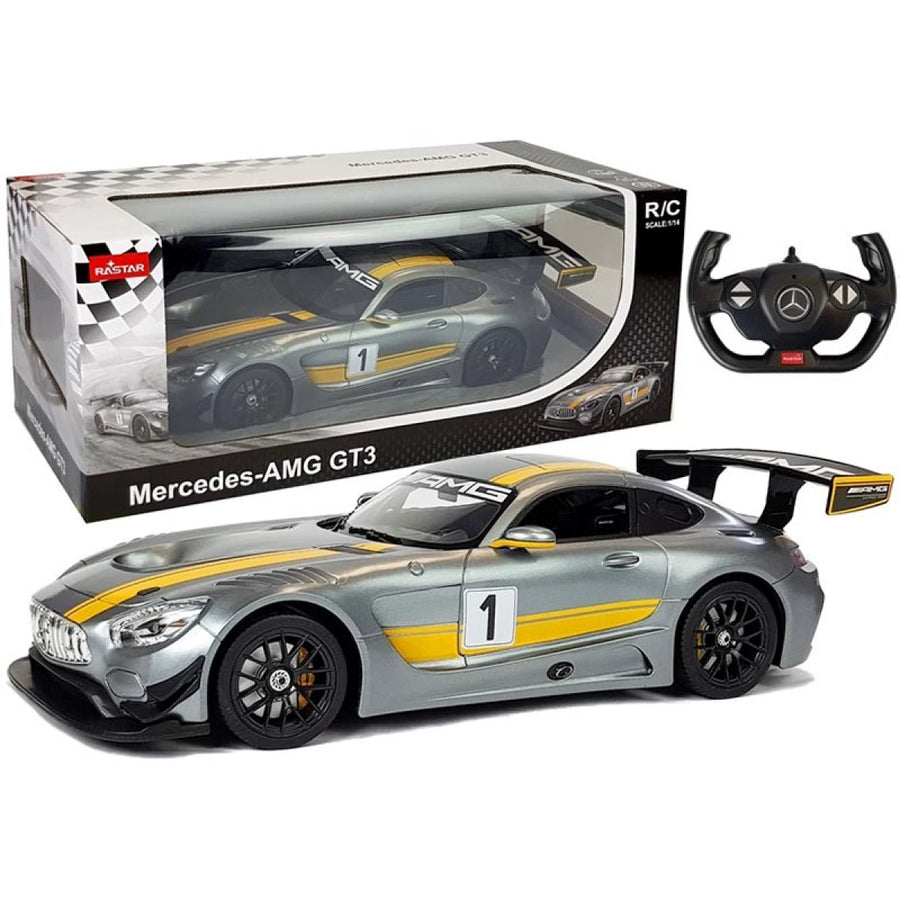 سيارة مرسيدس-AMG GT3 بجهاز تحكم عن بعد من راستار بمقياس 1:14 - رمادي