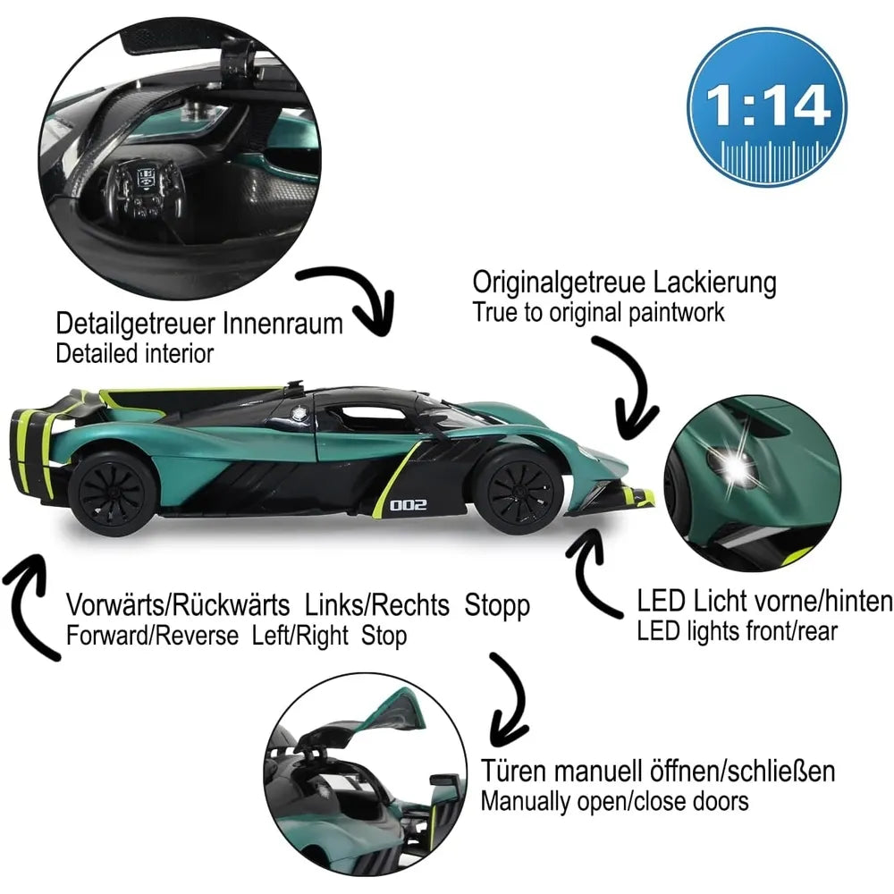 سيارة أستون مارتن فالكيري AMR Pro بالتحكم عن بعد بمقياس 1:14 من راستار - أخضر داكن
