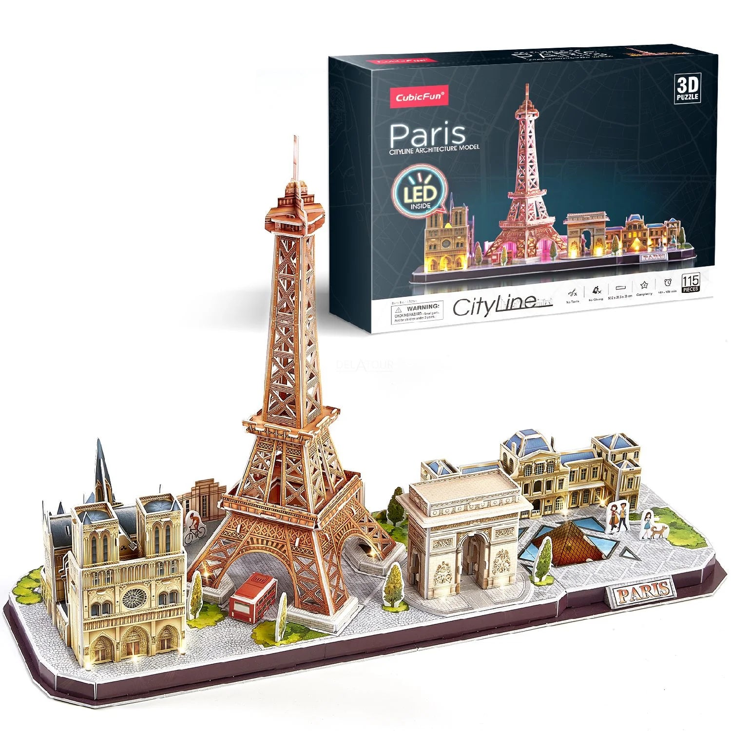 CubicFun LED Paris Cityline 3D Puzzles