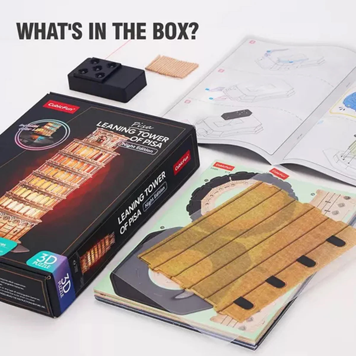 CubicFun Night Edition Tower of Pisa 3D Puzzles 23.2 × 25 × 32cm  32 pcs