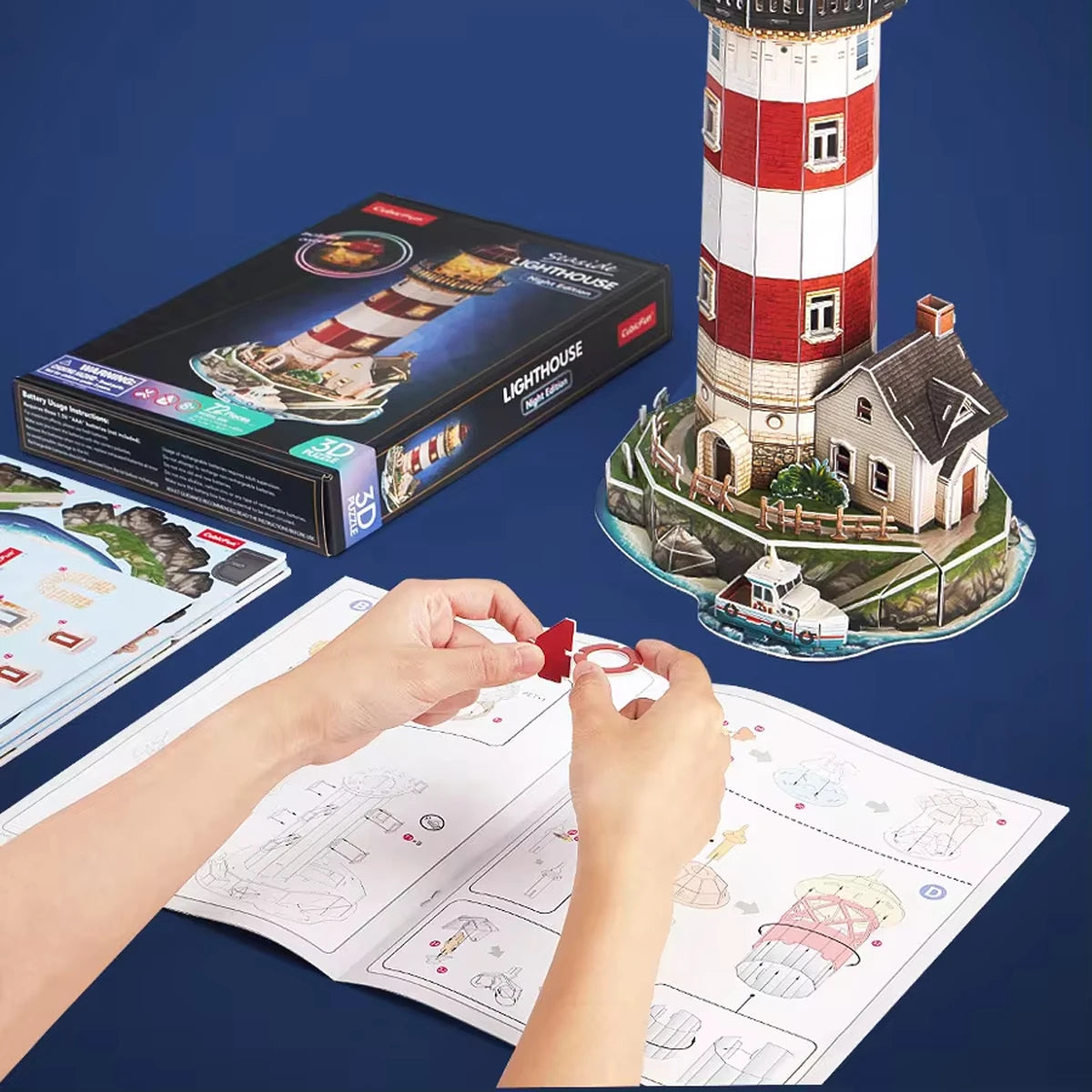 CubicFun Night Edition Lighthouse 3D Puzzles 24.5 x19.5 x 42 cm 72 pcs