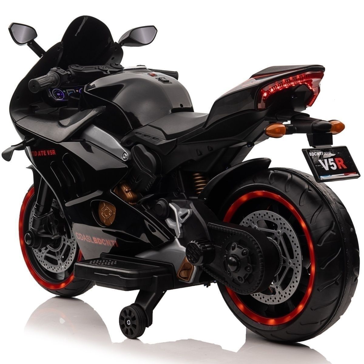 12V Kids Electric Ride-On Motorbike – 550W Motor, Lights, USB, Bluetooth & Early Education – Black