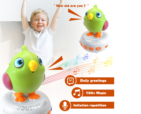 Interactive Talking Bird Toy with 26 Songs & Voice Recording