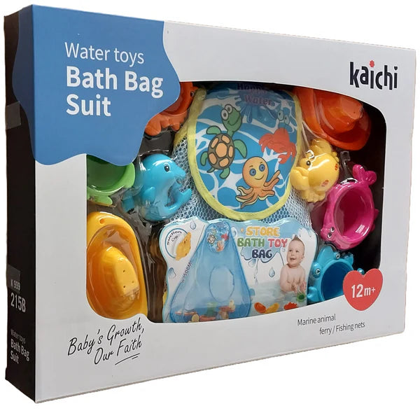 Kaichi Baby Bath Toy Set with Mesh Storage Bag – Interactive Floating Boats & Marine Animal Water Toys – 12M+
