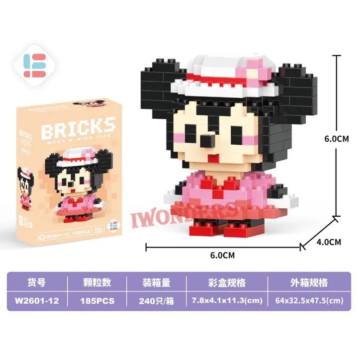 Disney Anime Princess Building Blocks  W2601-12 mini Action toy Figures Blocks - minnie mouse