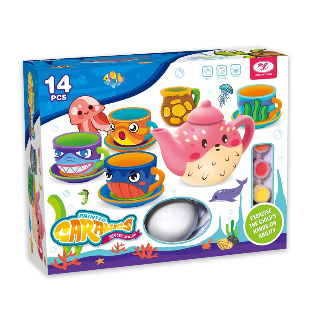 Create Your Own Tea Set - DIY - Ceramic Painting Set, 3+ - 14 Pcs