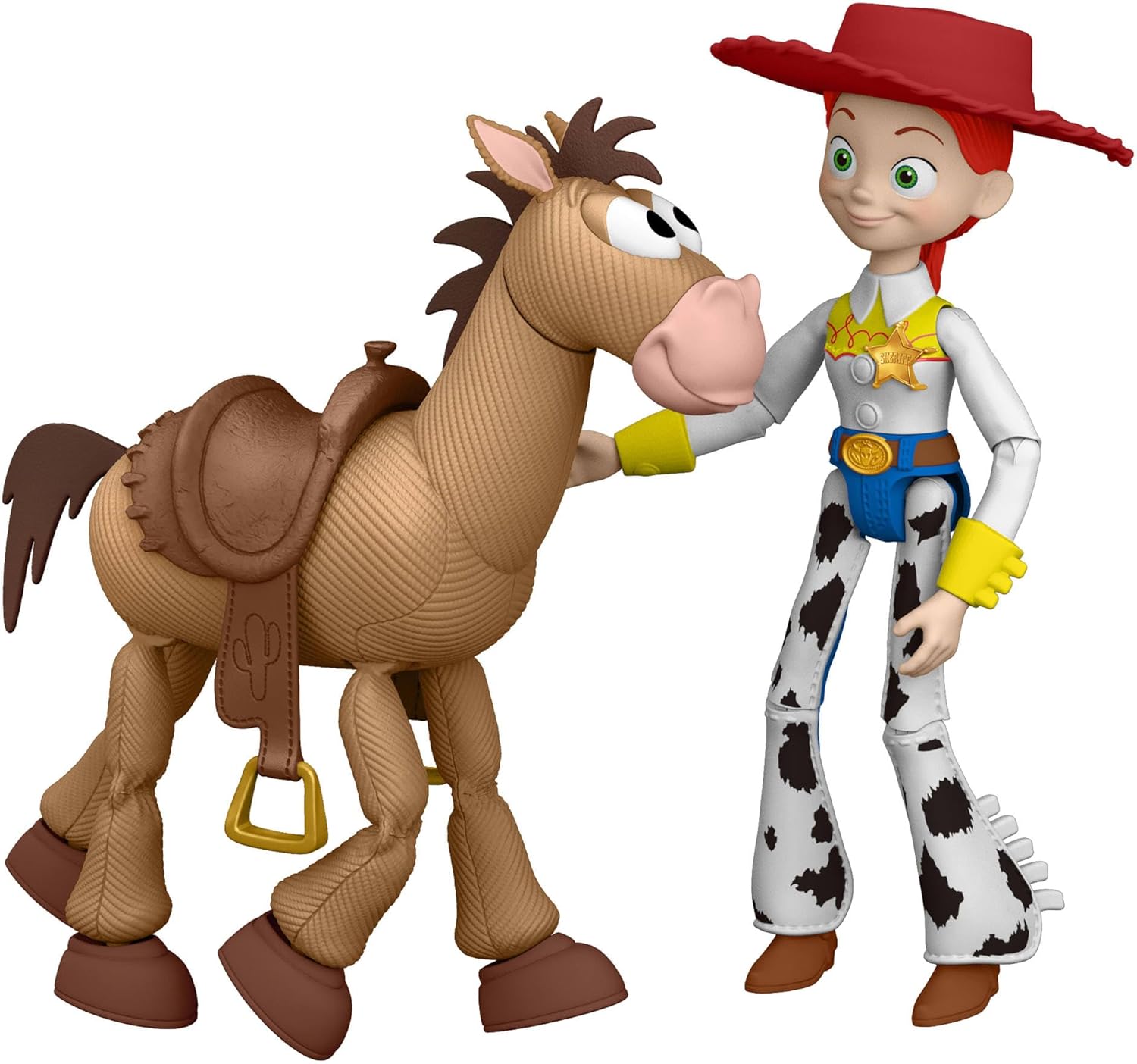 Mattel Disney and Pixar Toy Story 5 مجموعة شخصيات جيسي وبولزي مقاس 7 إنش قابلة لاتخاذ الوضعيات من مجموعات اللعب، قبعة راعي البقر قابلة للإزالة، JKV21