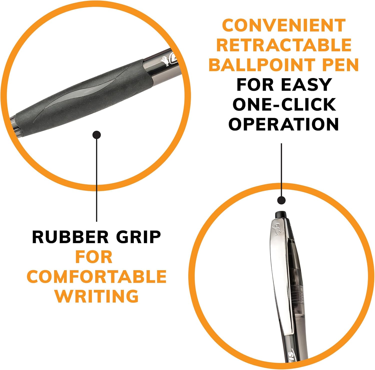 قلم حبر جاف أصلي قابل للسحب من BIC Atlantis، متوسط الرأس (1.0 مم)، أسود، 4 قطع