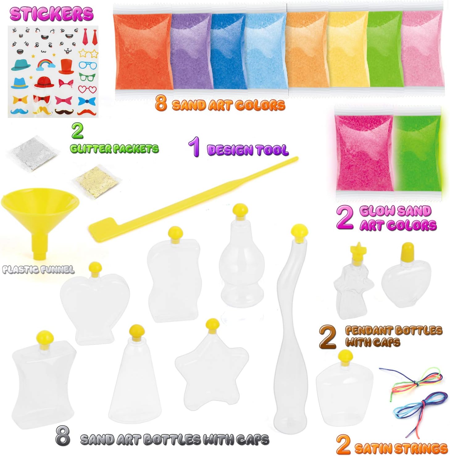 Mega Sand Art Kit for Kids, DIY Sand Art Craft Kit for Girls and Boys