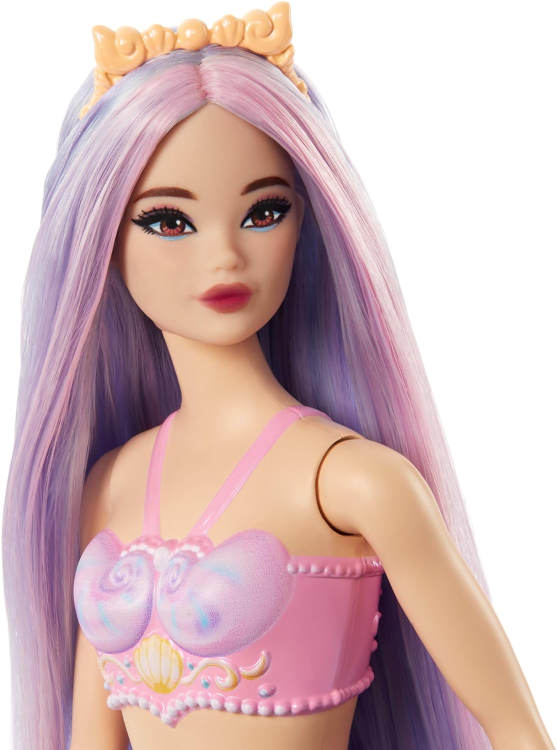 Barbie Mermaid Doll with Pink & Lilac Fantasy Hair & Headband Accessory, Toy with Shell-Inspired Bodice & Lavender Tail