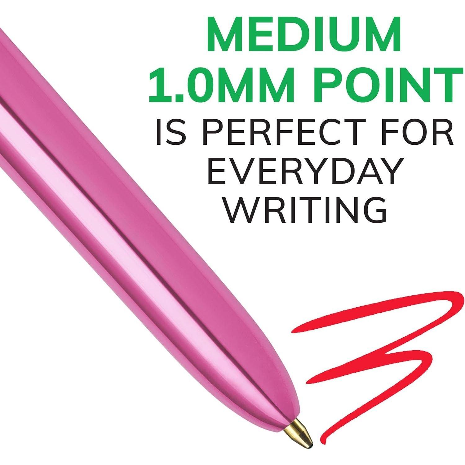 أقلام حبر قابلة للسحب ذات 4 ألوان لامعة من بيك، نقطة متوسطة (1.0 مم)، عبوة مكونة من 12 قطعة