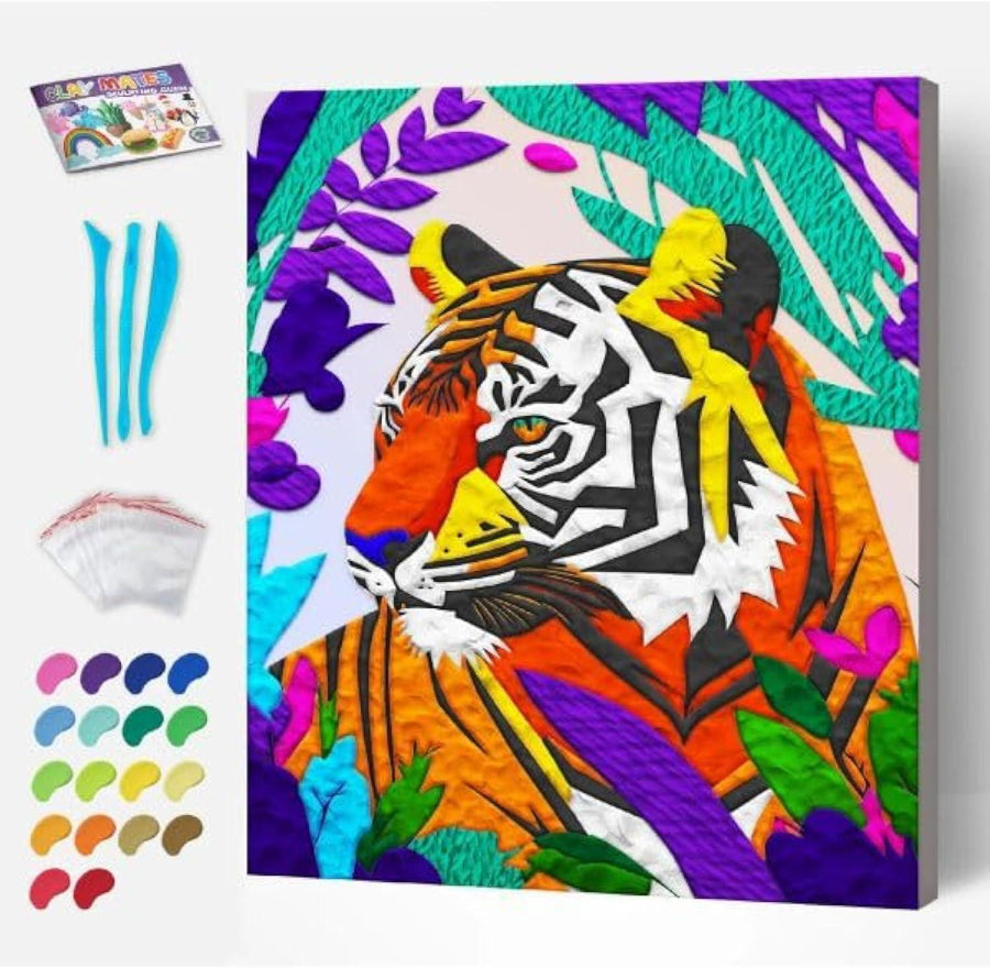 مجموعة الرسم على الطين من سبلات بلانيت تايجر، مقاس 30 سم × 30 سم