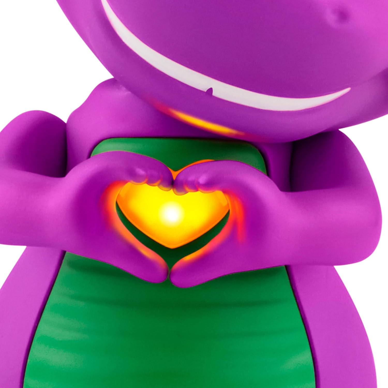 Barney Fisher-Price World Musical Toy Heart Hands Figure, 5.7 Inches Tall with Lights for Preschool Kids Ages 2+ Years