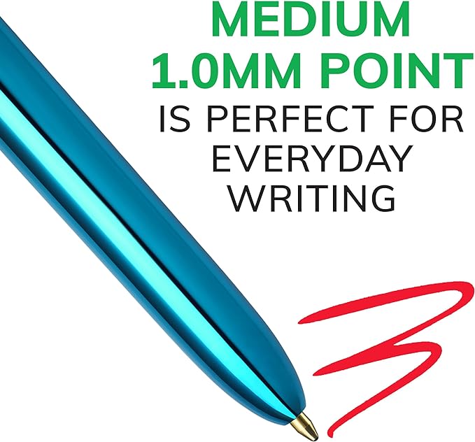 أقلام حبر أصلية قابلة للسحب بأربعة ألوان من IC، نقطة متوسطة (1.0 ملم)، عبوة مكونة من قطعة واحدة، قلم حبر قابل للسحب مع حبر طويل الأمد