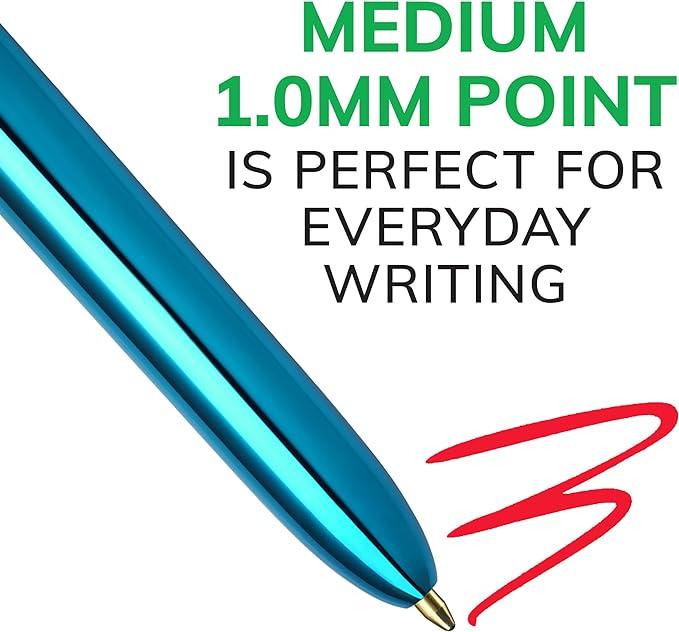 BIC 4-Color Original Retractable Ball Pens, Medium Point (1.0mm), 1-Count Pack, Retractable Ball Pen With Long-Lasting Ink
