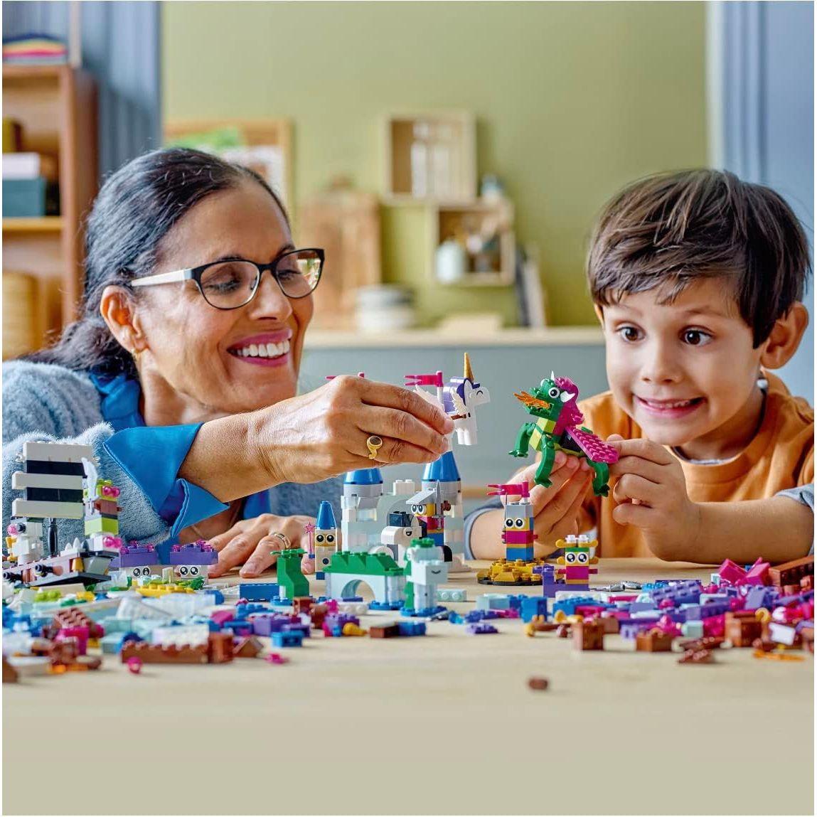 Lego 11033 Classic Creative Fantasy Universe Set, Building Adventure with Unicorn Toy, Castle, Dragon and Pirate Ship Builds