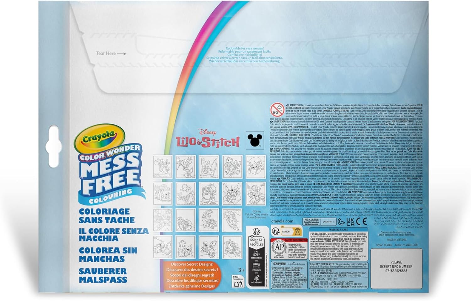 Crayola Color Wonder, Coloring Kit with 18 Colouring Pages and 4 Stain Resistant Felt-Tip Pens, Lilo & Stitch Theme