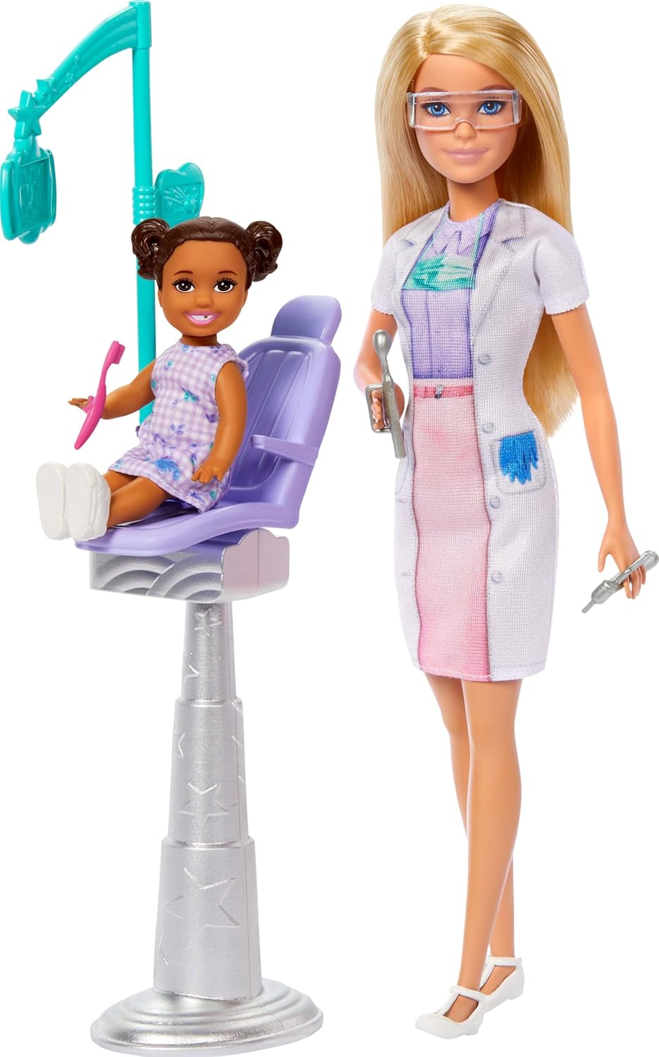 Mattel Barbie Dentist Doll With Blonde Fashion Doll, 1 Kid Doll, Medical Doctor Furniture & Accessories