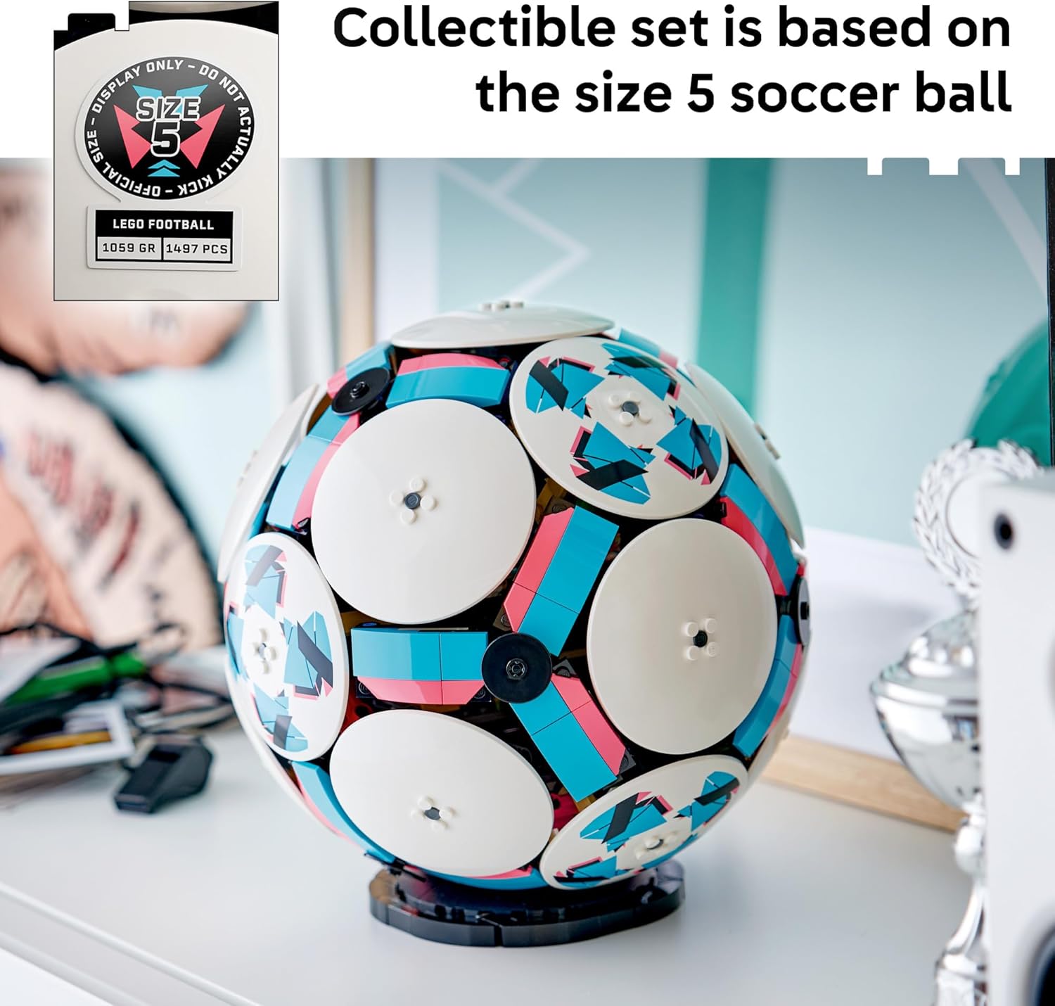 LEGO Editions Soccer Ball - Building Toy for Kids - Collectible Sports Decor for Boys & Girls, Ages 10+ - Includes Micro Stadium - Gift for Father's Day - 43019