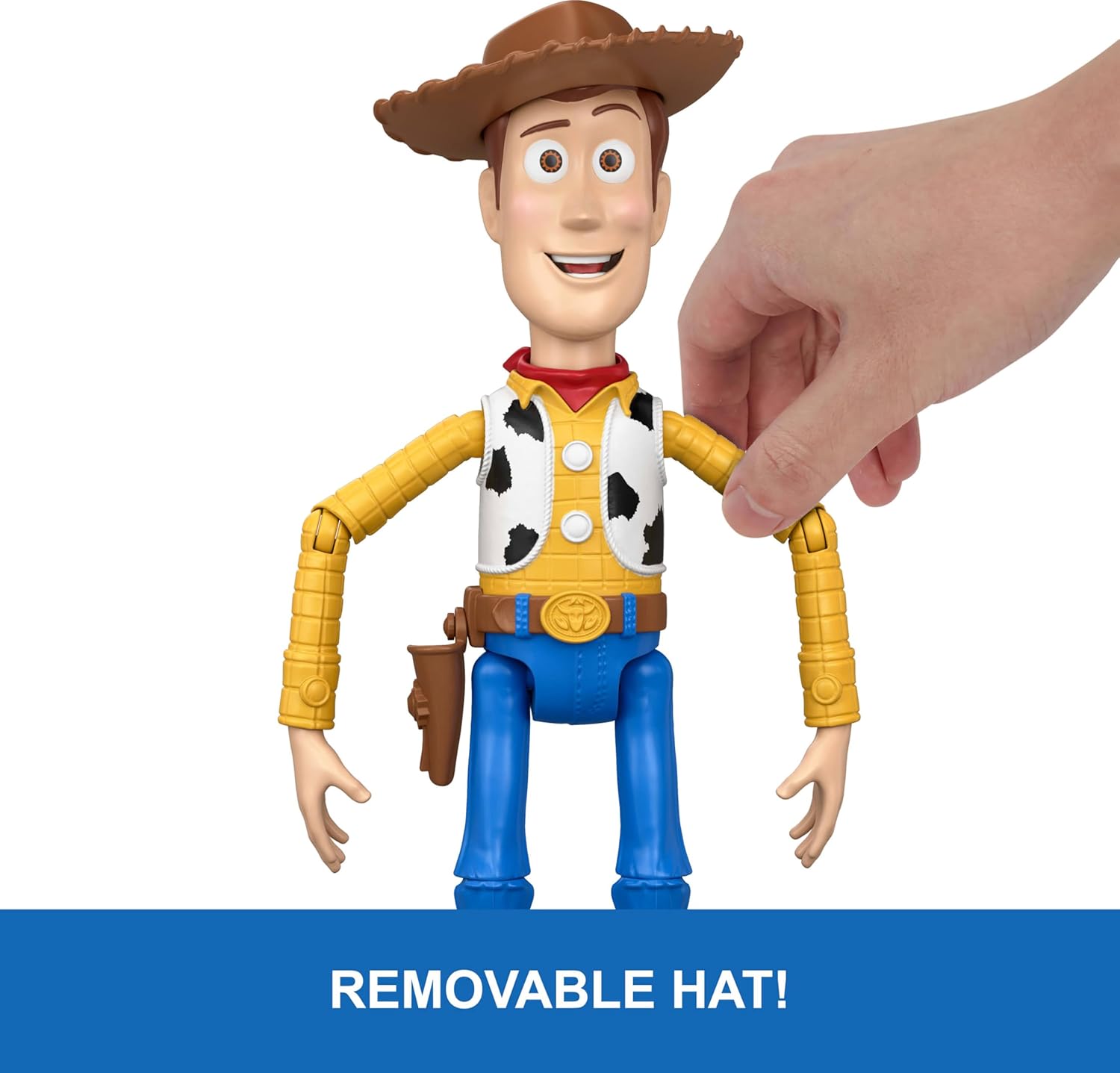 Mattel Disney and Pixar Toy Story 5 Running Woody 12 Inch Action Figure with 50 Plus Movie Phrases and Sounds, Movie-Accurate