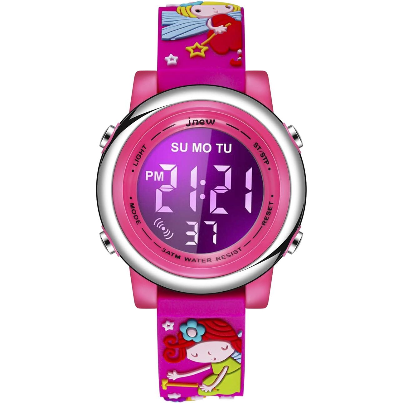 cofuo Kids Digital Sport Waterproof Watch for Girls Boys, Kid Sports Outdoor LED Electrical Watches with Luminous Alarm Stopwatch Child Wristwatch - Rose Elves