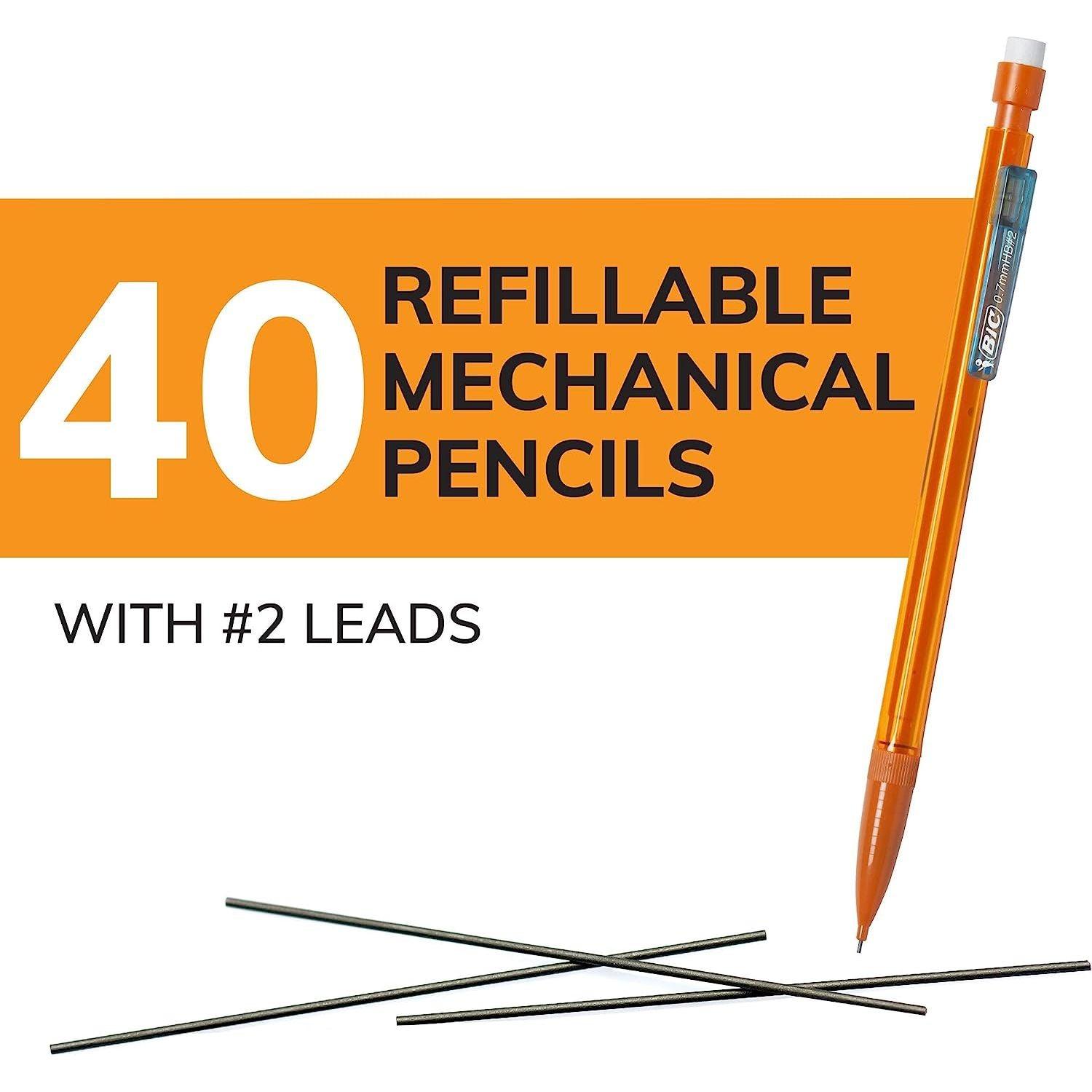 BIC Xtra Smooth Mechanical Pencil, 0.7 mm Medium Point, Refillable and Retractable, 40-Count Pack