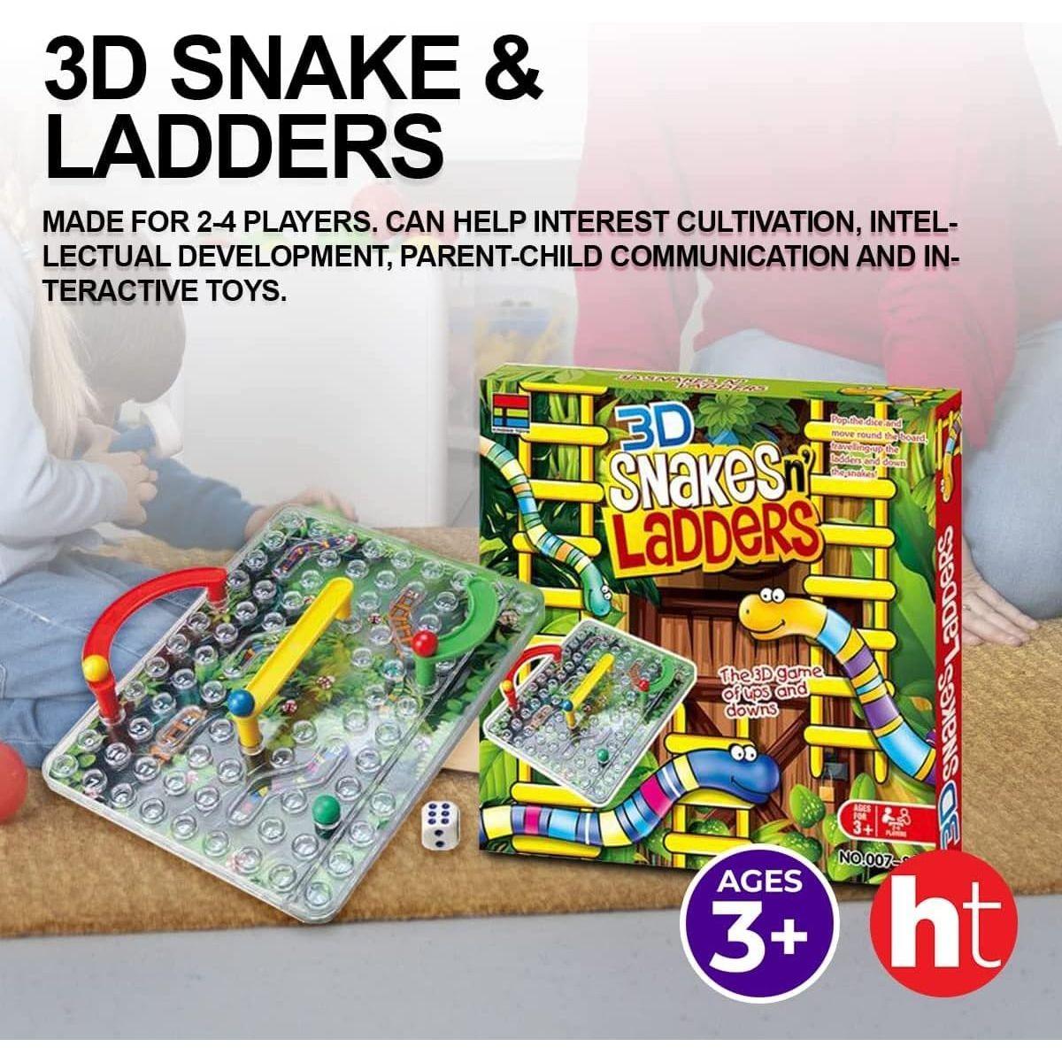 Snake and Ladders in a Whole New Way with 3D Board and Pieces, Experience The Classic Game Mini Size