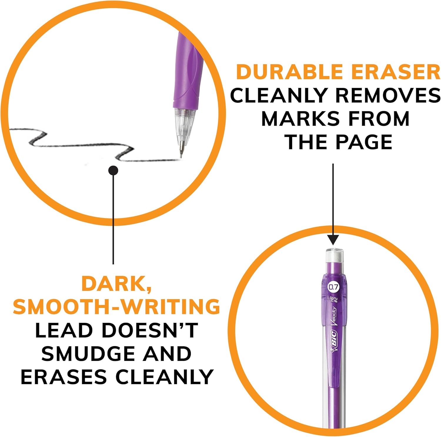 أقلام رصاص ميكانيكية من بيك فيلوسيتي، مع أسطوانة ملونة، رأس متوسط (0.7 مم)، عبوة من 4 أقلام رصاص ميكانيكية مع ممحاة وحشوات رصاص 