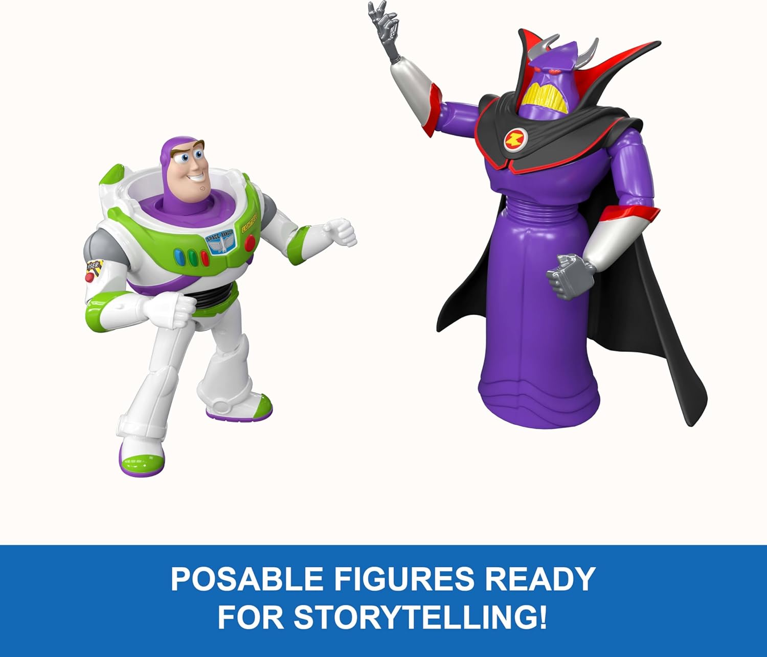 Mattel Disney Pixar Storytellers Story Intergalactic 3-Pack of Action Figures, 4-Inch Scale Buzz Lightyear, Zurg & Alien Posable Toys