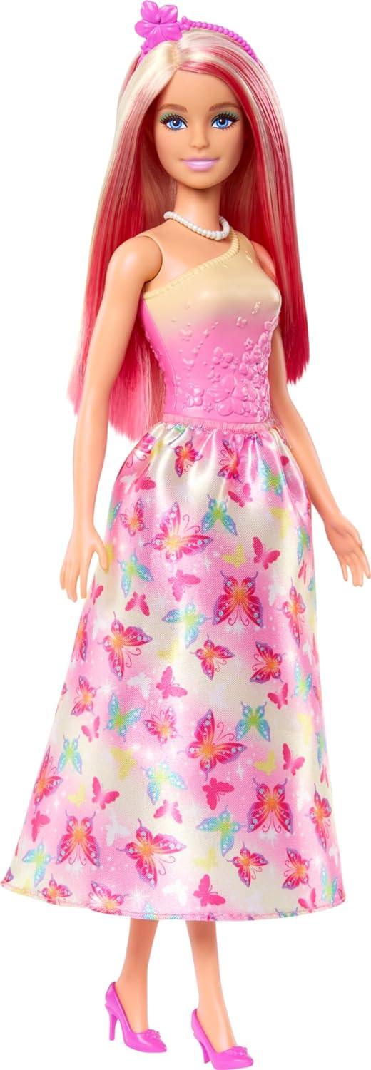 Barbie Royal Doll With Pink And Blonde Hair: Butterfly-Print Skirt And Accessories
