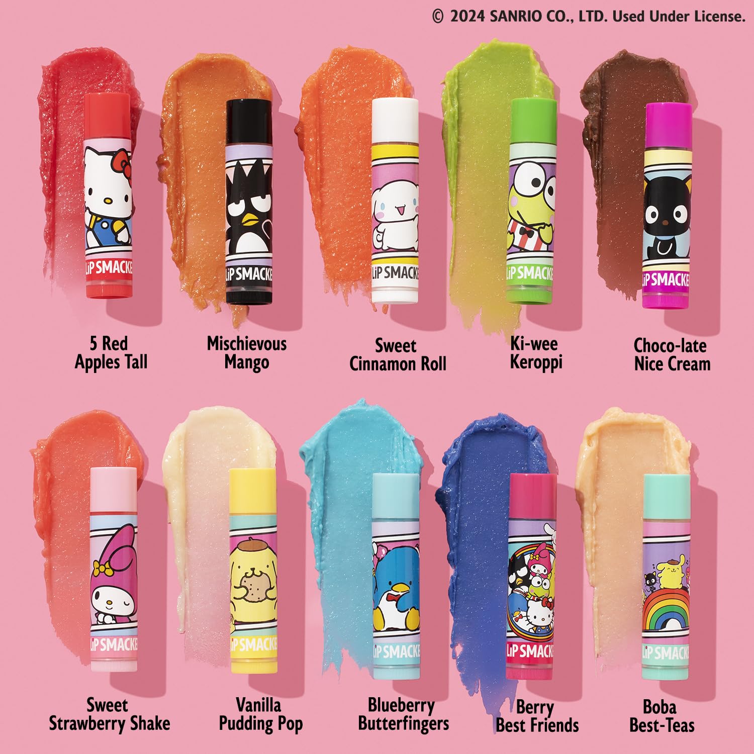 Lip Smacker Sanrio Hello Kitty & Friends Pack - 10 Moisturizing Lip Balms, Hydrating & Protecting - Cruelty-Free