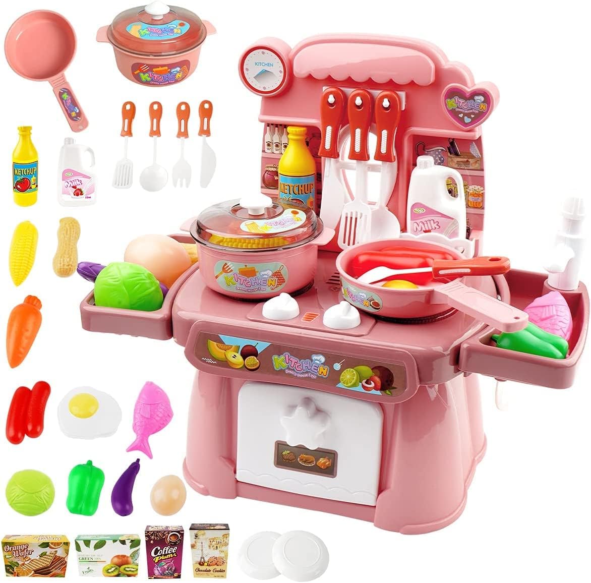 Taste Kitchen Set With Storage Lighting & Sound - Pink