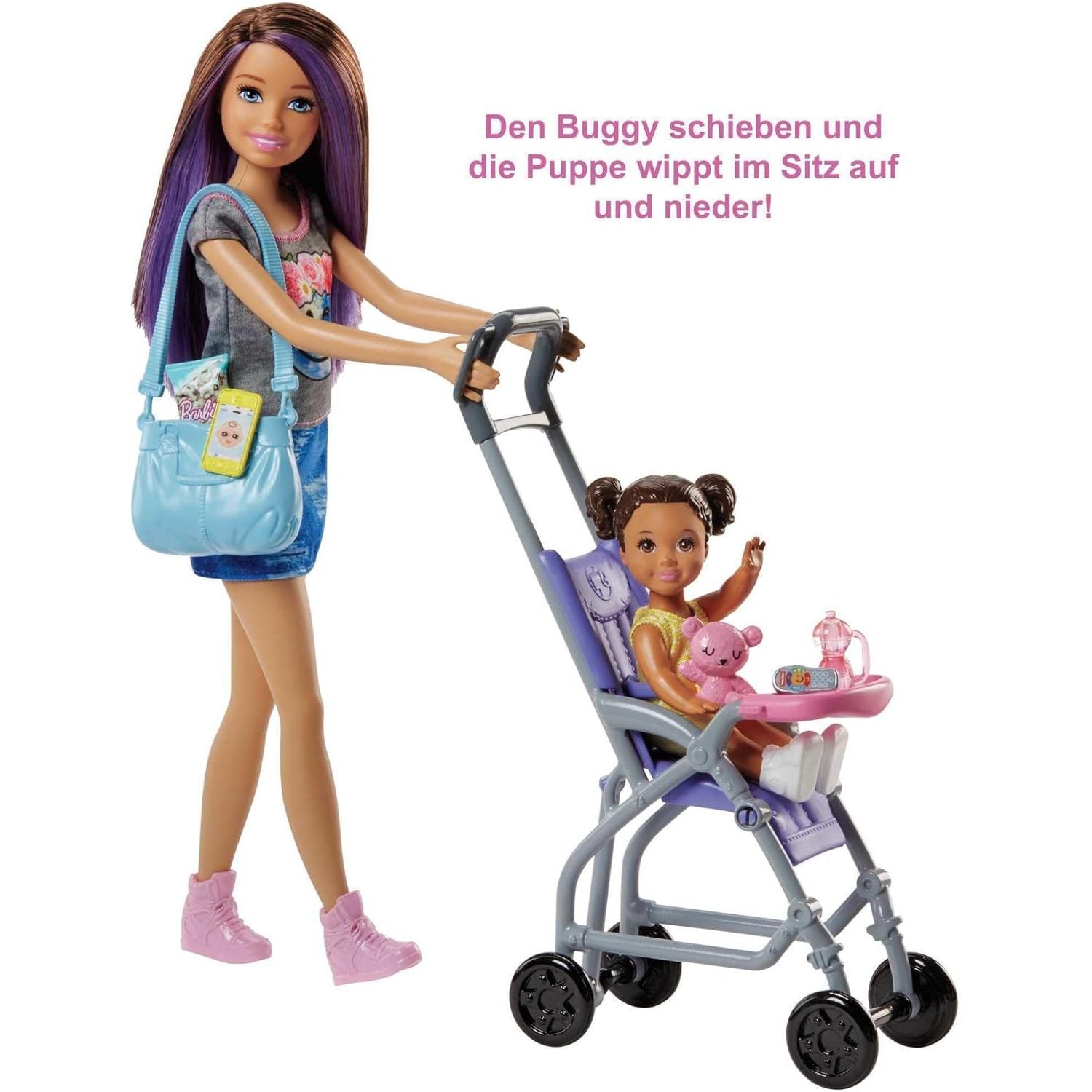 Barbie Babysitting Playset with Skipper Doll, Baby Doll, Bouncy Stroller and Themed Accessories