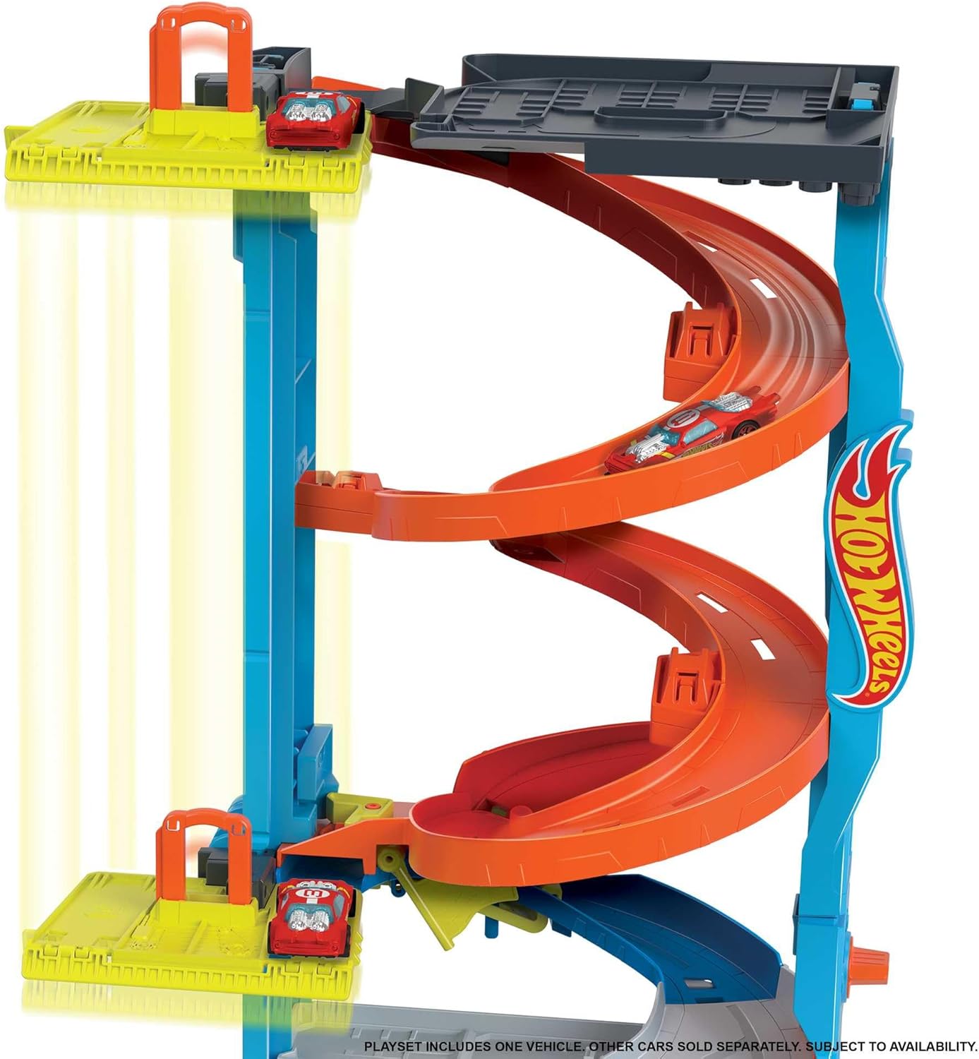 Hot Wheels City Toy Car Track Set, Transforming Race Tower, Single to Dual-Mode Racing, with 1:64 Scale Vehicle, 2 Ways to Race