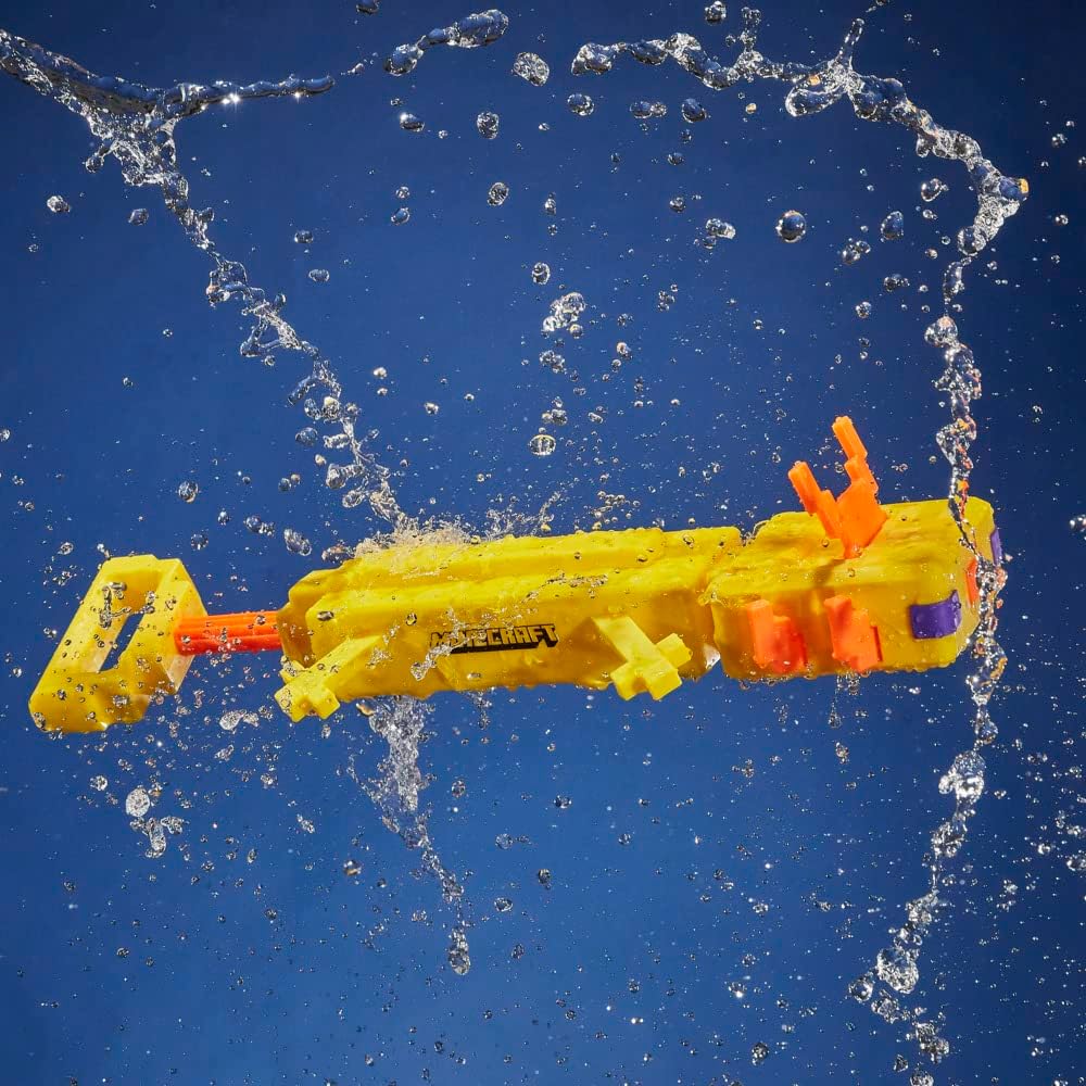Nerf Super Soaker Minecraft Axolotl Water Blaster, Minecraft Axolotl Mob Design, Outdoor Water Toy