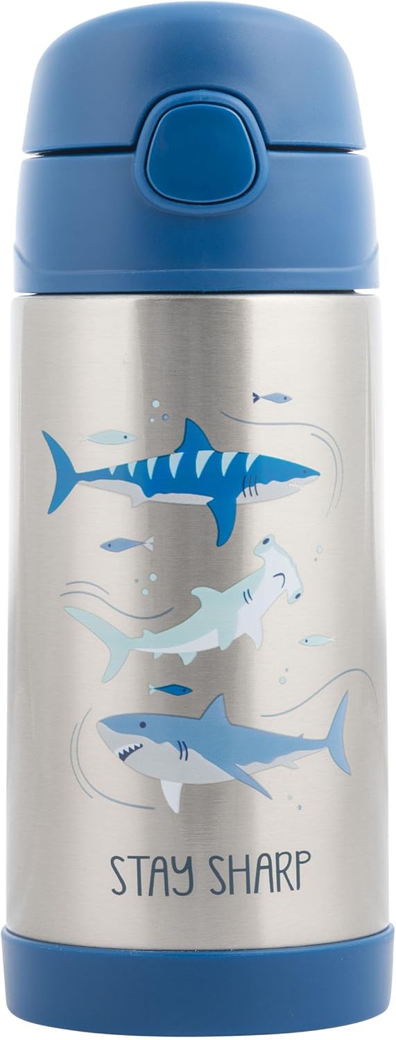 Stephen Joseph Double Wall Insulated Stainless Steel Water Bottle – Shark, 350ml