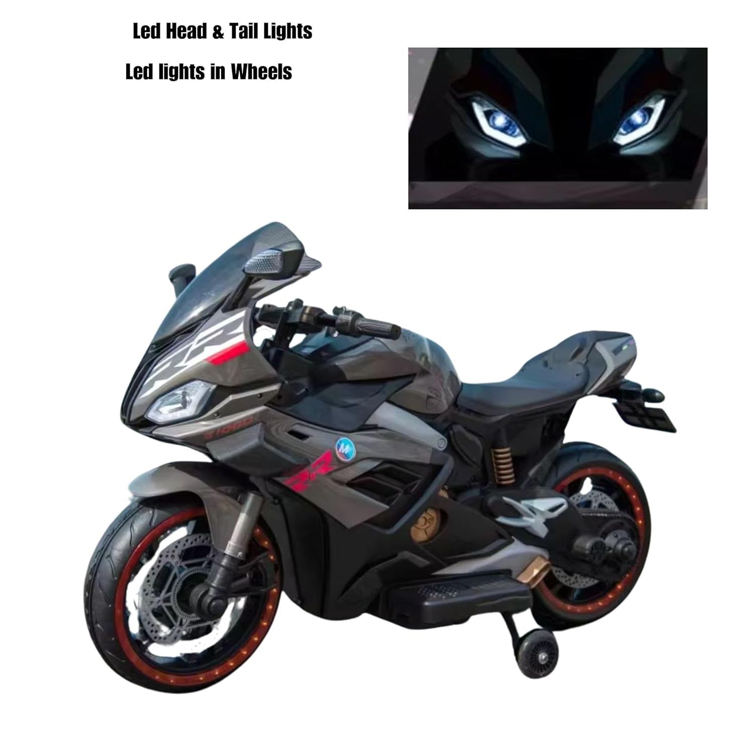 دراجة أطفال تعمل بالبطارية ١٢ فولت مزودة بإضاءة LED ومشغل MP3 وعجلات LED