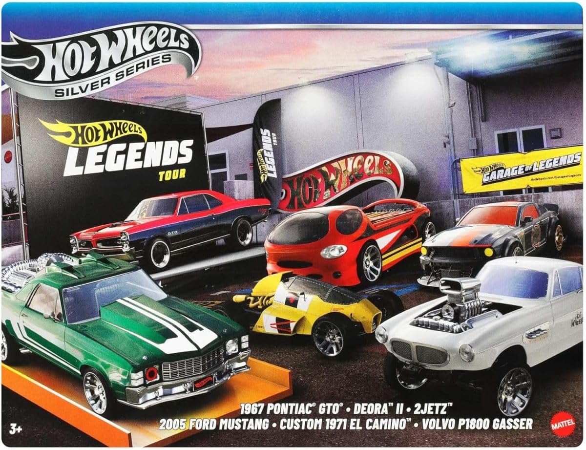 Hot Wheels 1:64 Scale Die-Cast Toy Cars and Trucks Set of 6 HW Legends Vehicles Decoration (Styles May Vary) JBY78