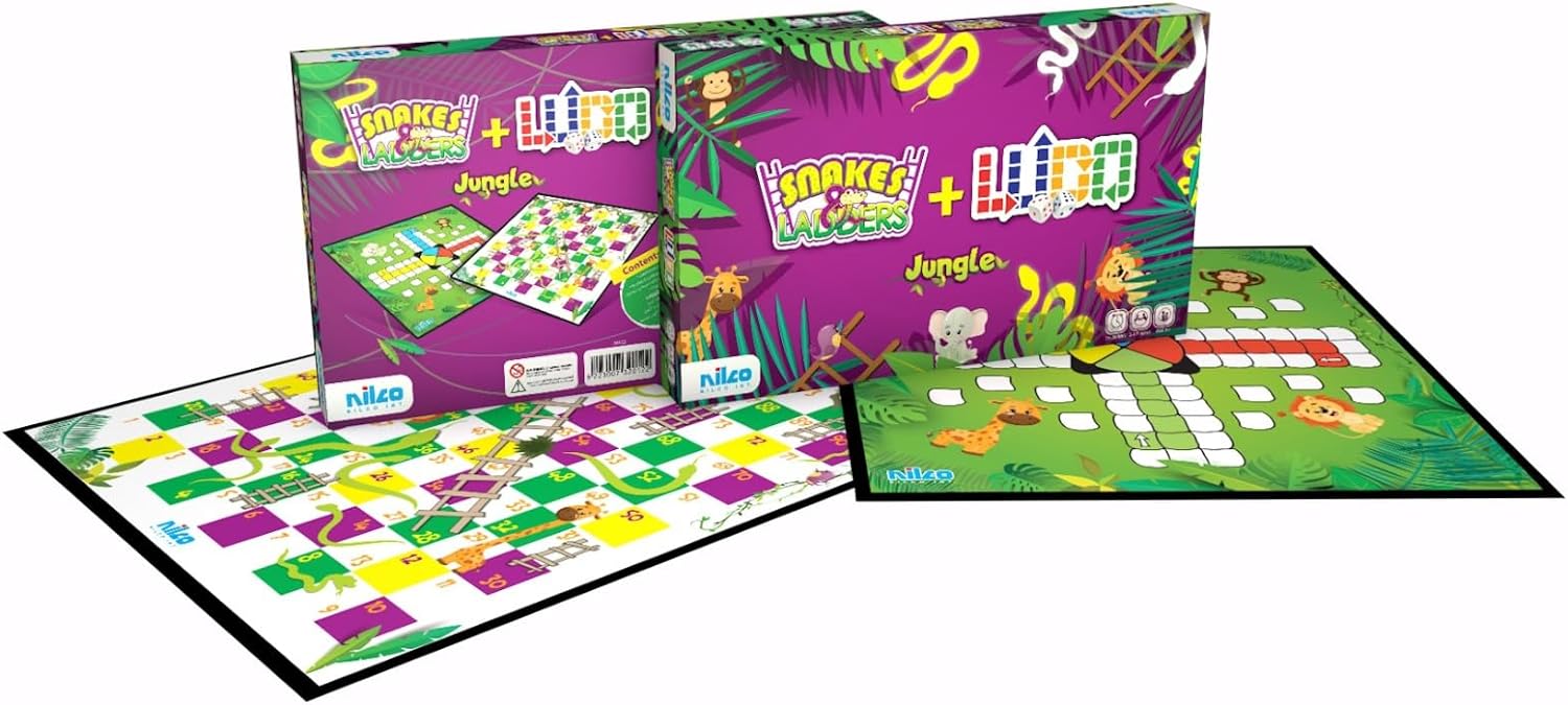 Nilco 5608 Jungle 2 x 1 Ludo Snake And Ladder Board لعبة