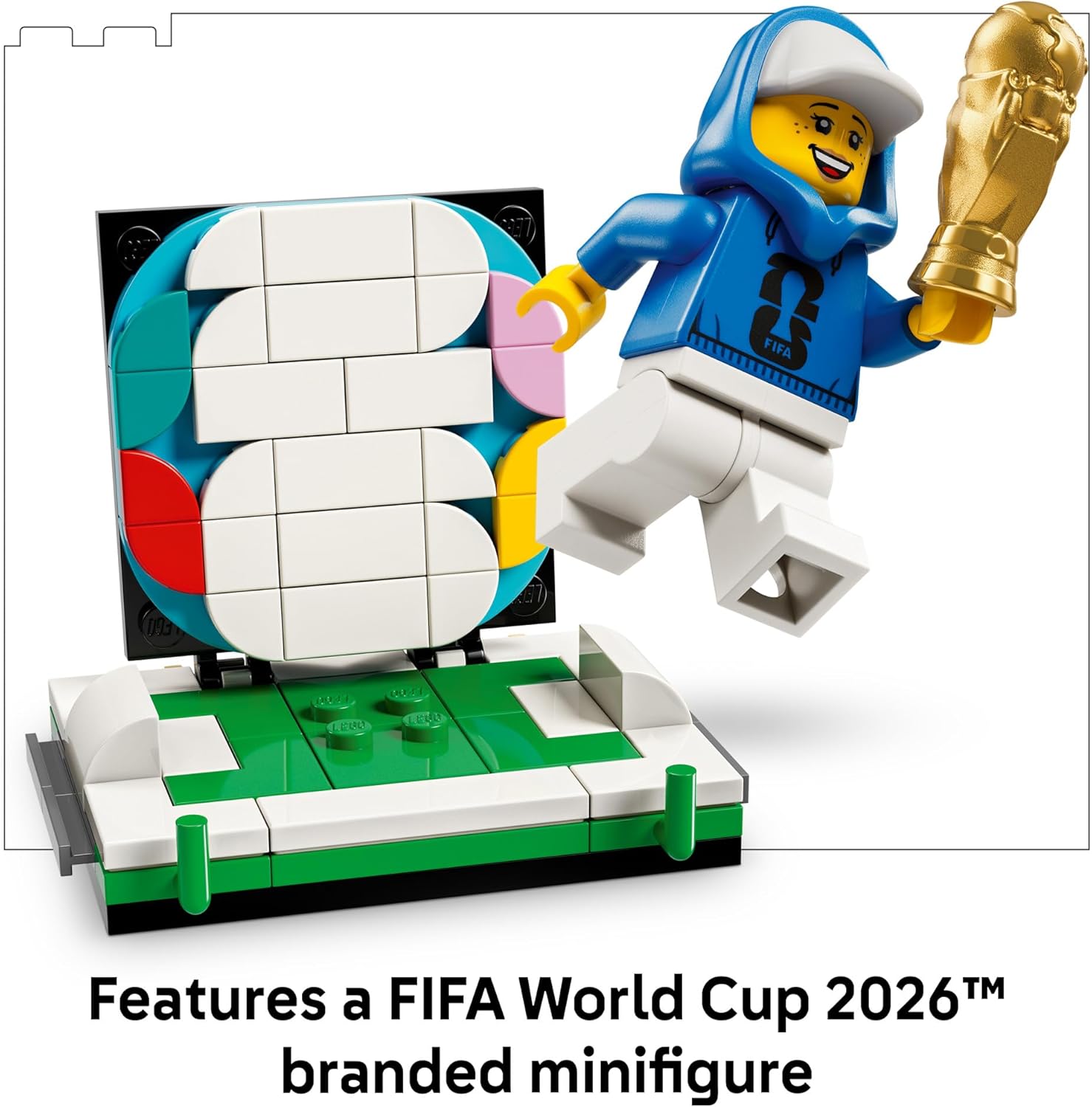 LEGO Editions FIFA World Cup Official Trophy Building Set - Kit for Display in Bedroom, Home Office, Book Shelf - Soccer Fans Collectible - with World Cup 2026 Minifigure 43020
